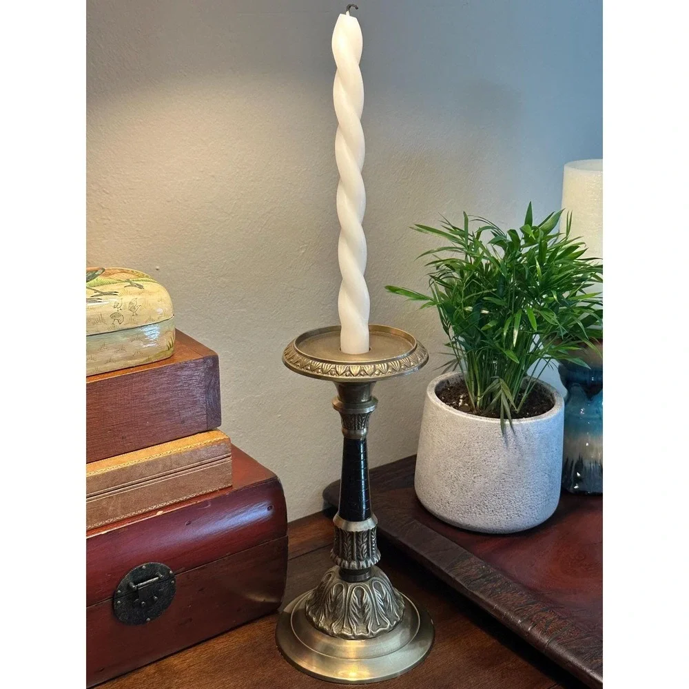 Vintage Solid Brass Candlestick Holder Heavy 10